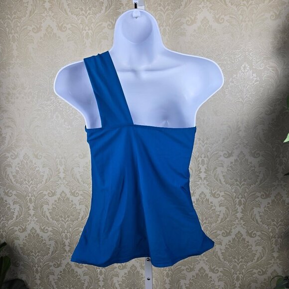 Tempt Me Size Med Turquoise Blue Tankini Swim One Shoulder Ruching NWT - Picture 7 of 15